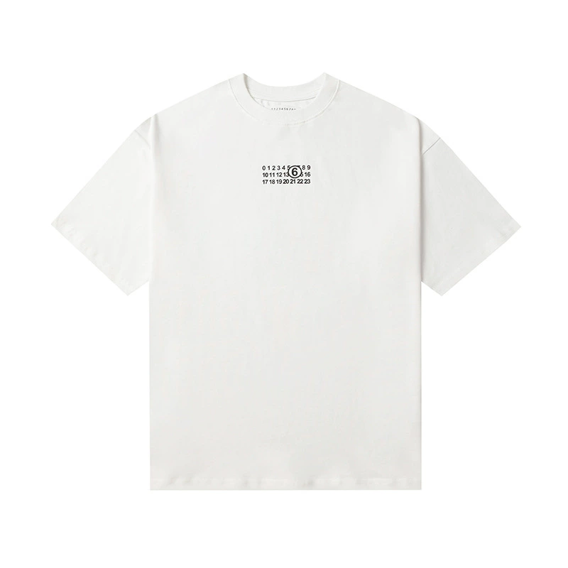 Maison Margiela 24SS коллекция MM6 цифровой узор круглый вырез мужской и женский модный бренд укороченный рукав футболка серия