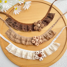 25夏宠物围脖布艺棕色猫咪围嘴个性废土风狗狗口水巾时尚围巾多层