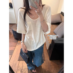 3474 #   superniniyy プライベートシリーズ通気性ラージラウンドネックフェイクポケットレイジールーズ半袖Tシャツ