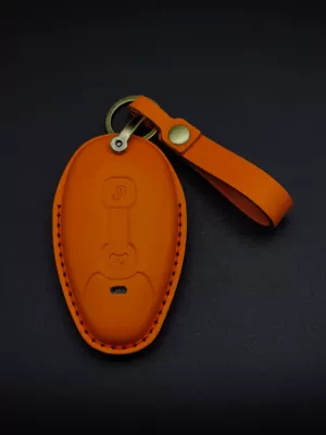 Static Rod/Key Bag Vespa keychain cowhide hand - orange