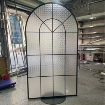 French-Style Movable Long Rainbow Glass Partition, Light Luxury, No-Drill Entryway, Directly Facing the Door, Water Ripple Arch Screen