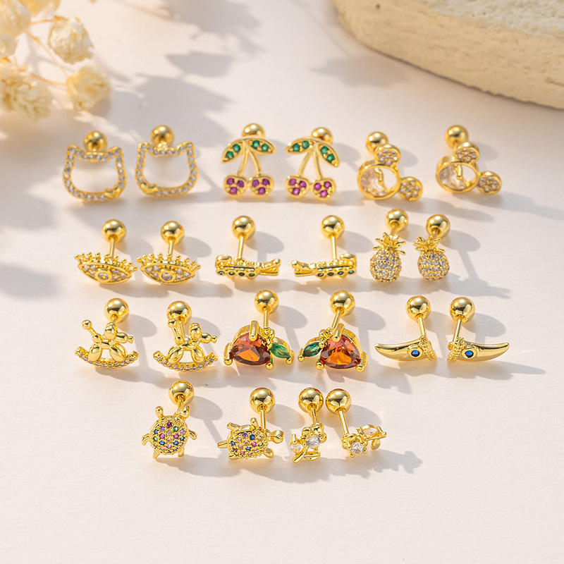 Earring and Ear Cuff Set, Light Luxury, Diamond-Studded Zircon, Hollow Mouse Head Design, Unique and Fashionable, Versatile Small Earrings, New Style
