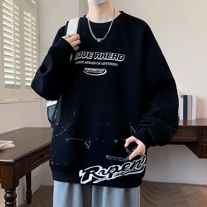 春秋季青少年渐变圆领卫衣男孩12-15岁初高中学生长袖打底衫上衣T|undefined
