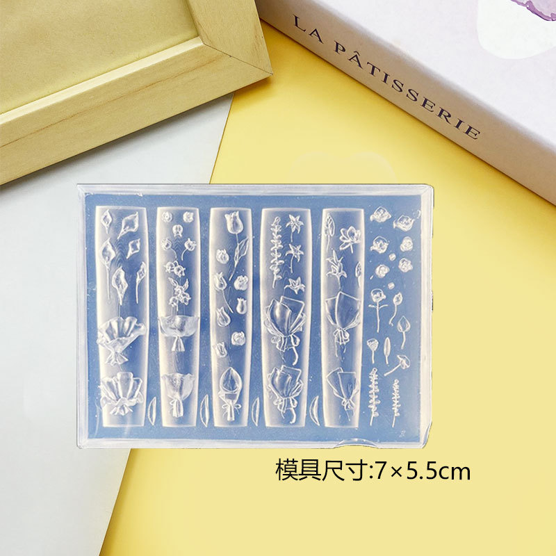 Venta caliente transfronteriza molde de manicura de alta transparencia animal de dibujos animados oso bowknot ramo DIY modelo de manicura en relieve tridimensional