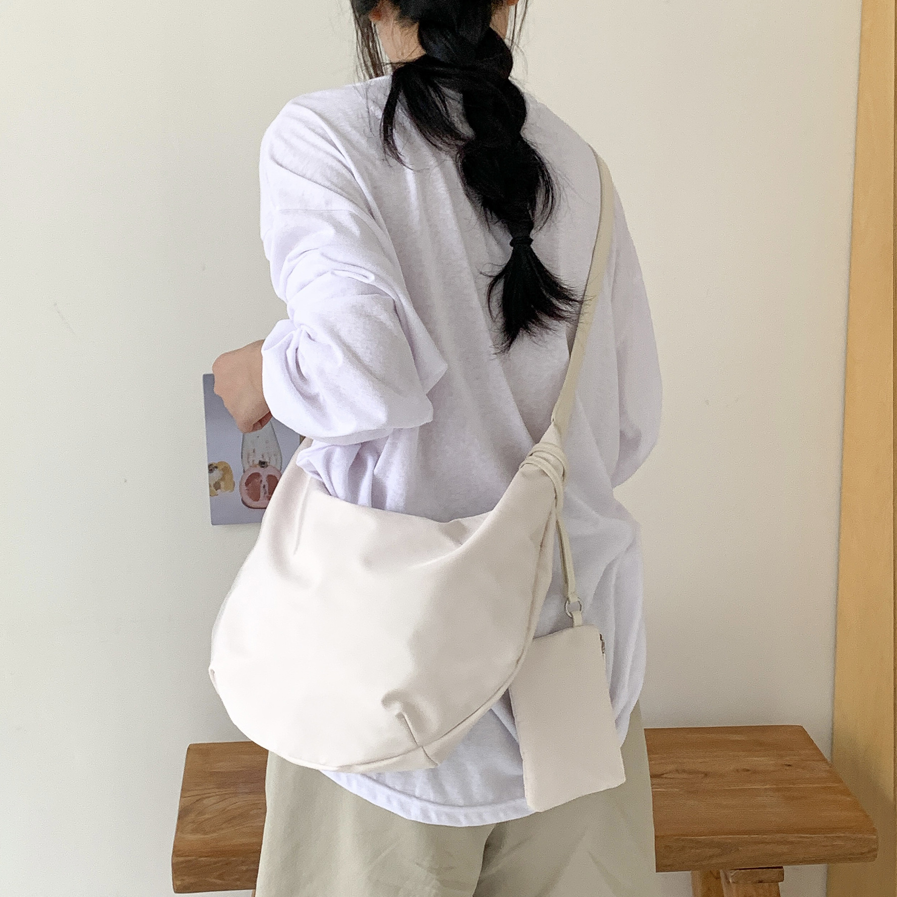 Borsa a tracolla in nylon da donna grande per uso quotidiano_voghion.com