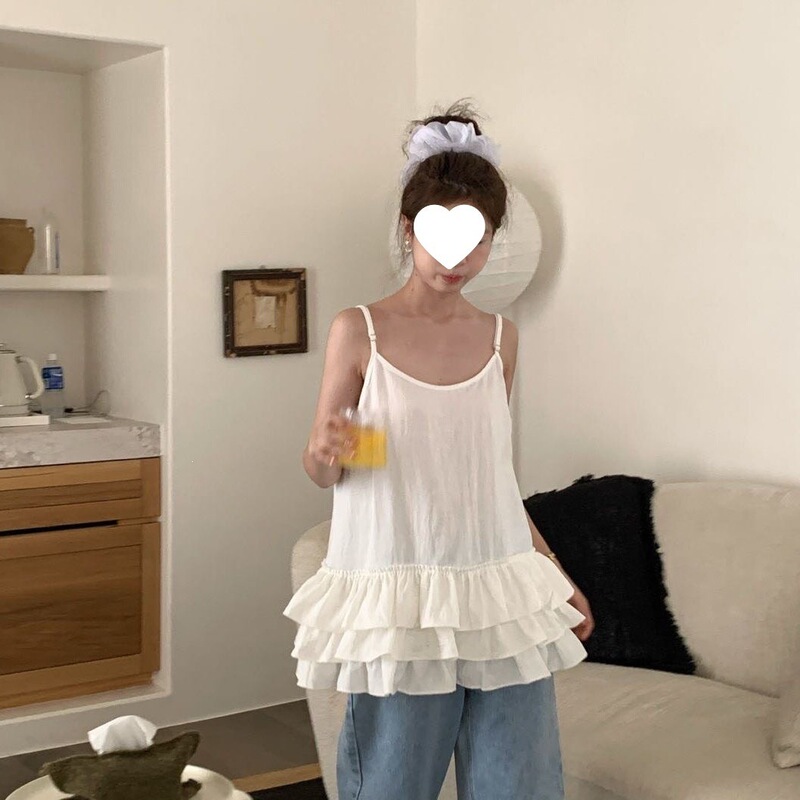 New Lace-Trimmed Suspender Dress, Dongdaemun Korean-Style Vest, Spring Layered Sleeveless Top for Women, Balance 2025