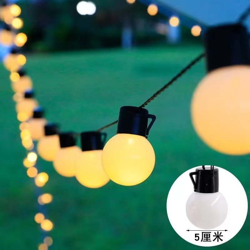 Camping al aire libre G50 gran estrella esférica LED lámparas de cadena de patio balcón fiesta cortina atmósfera decoración de luces de color image 7