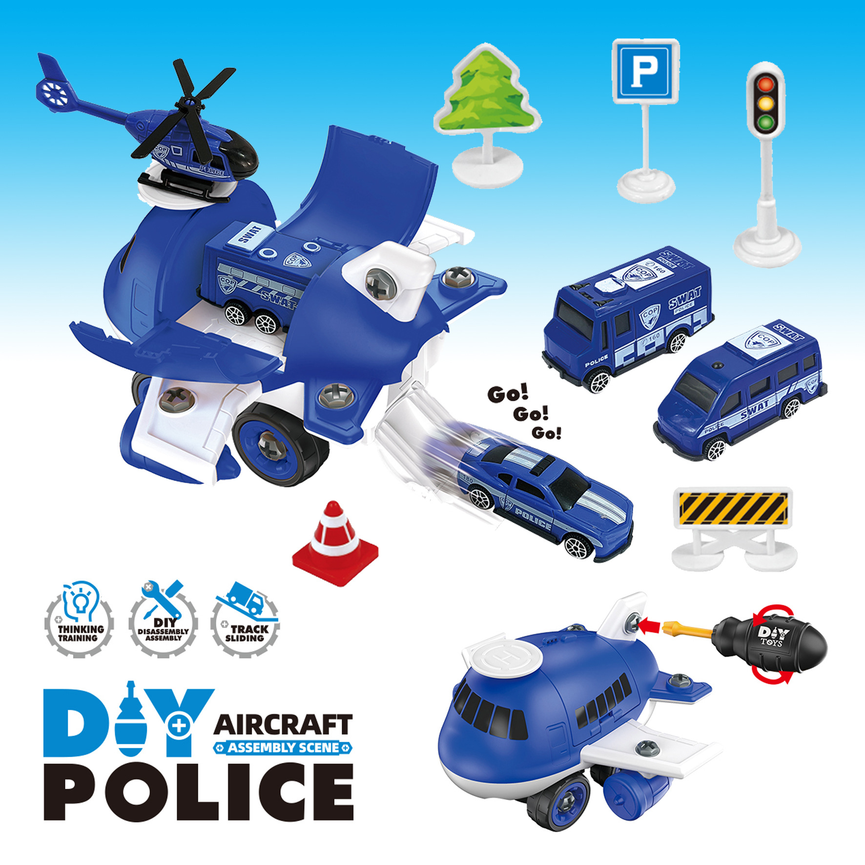 Nuevos productos de venta en caliente transfronteriza almacenar aviones puzzle juguetes DIY coche de montaje para niños sitio de construcción escenario coche de aleación image 4