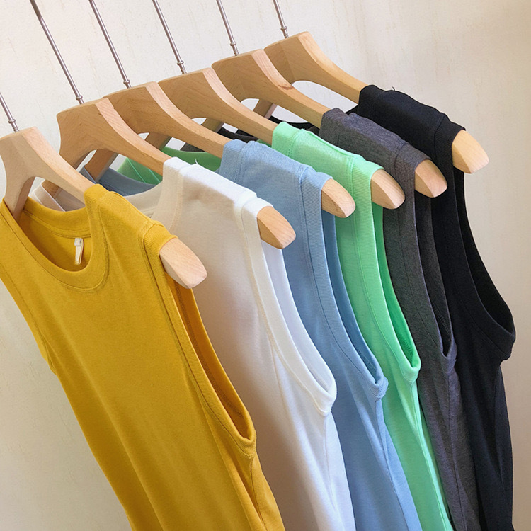 Summer light and thin breathable comfortable solid color top with…