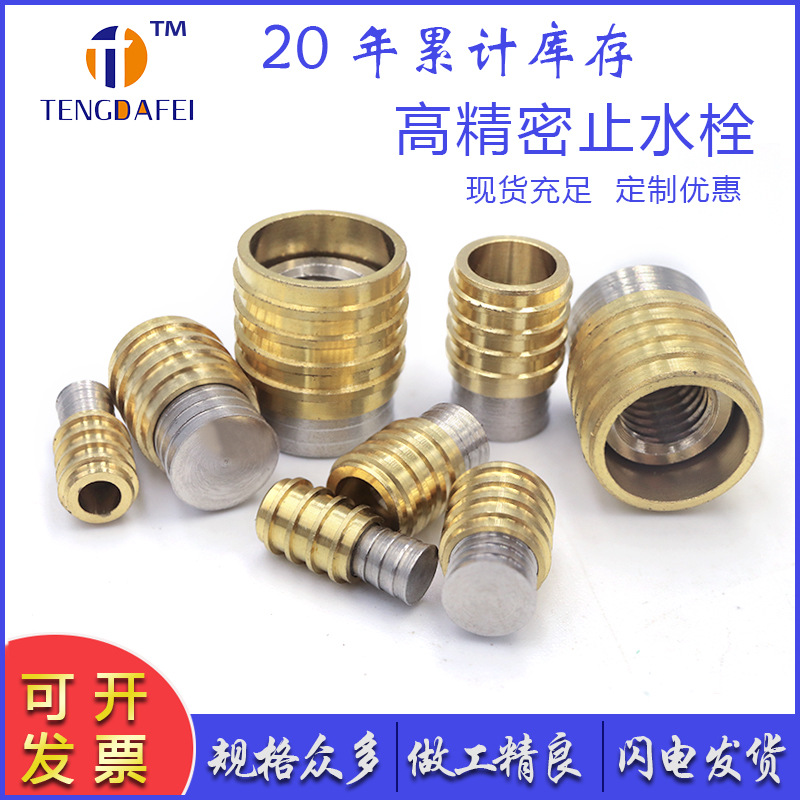 止水栓零件黄铜不锈钢模具拉胀喉塞膨胀堵头冷却系统配件防水螺纹