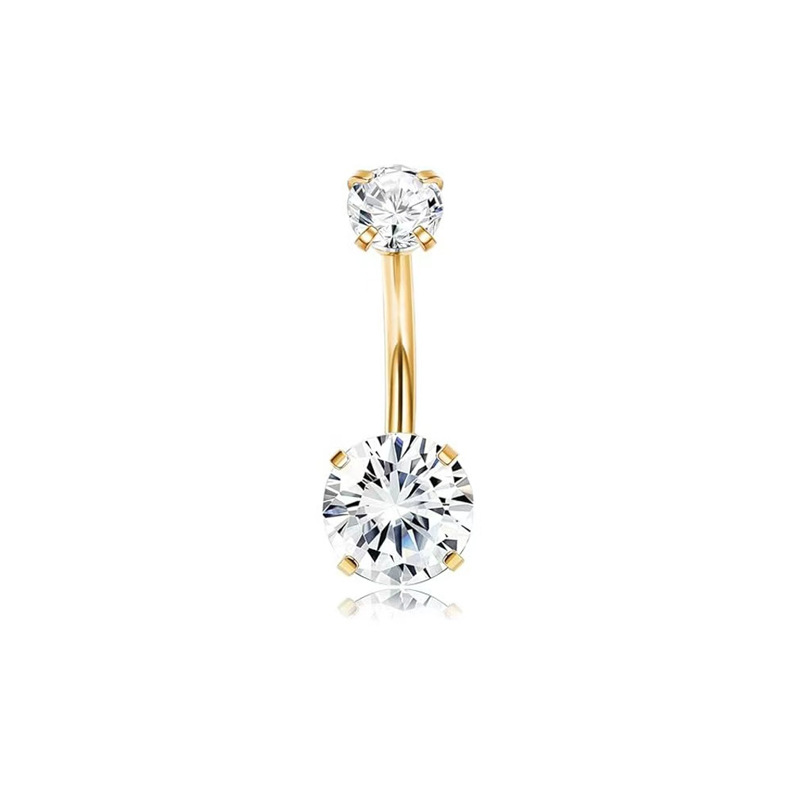 Zirkon Bauchnabelpiercing Aus Edelstahl Vier-kralle Gefasst_voghion.com