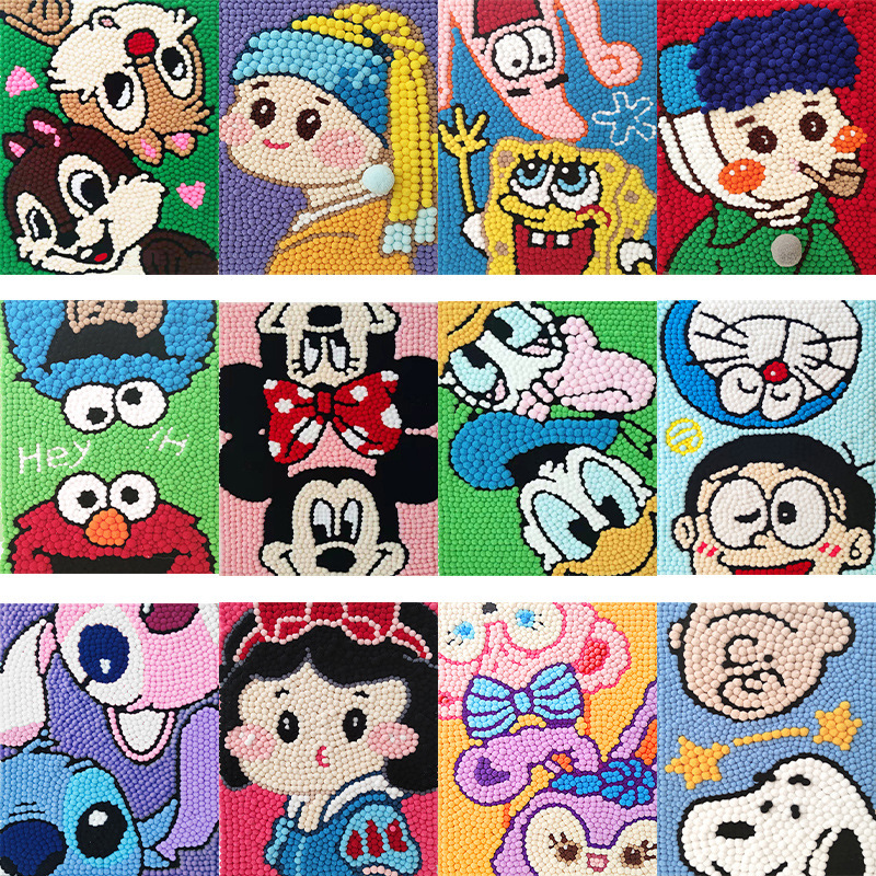 毛玉絵DIY子供向け漫画教育用ぬいぐるみボール絵画材料パッククリエイティブギフト屋台供給クリエイティブ手芸|undefined