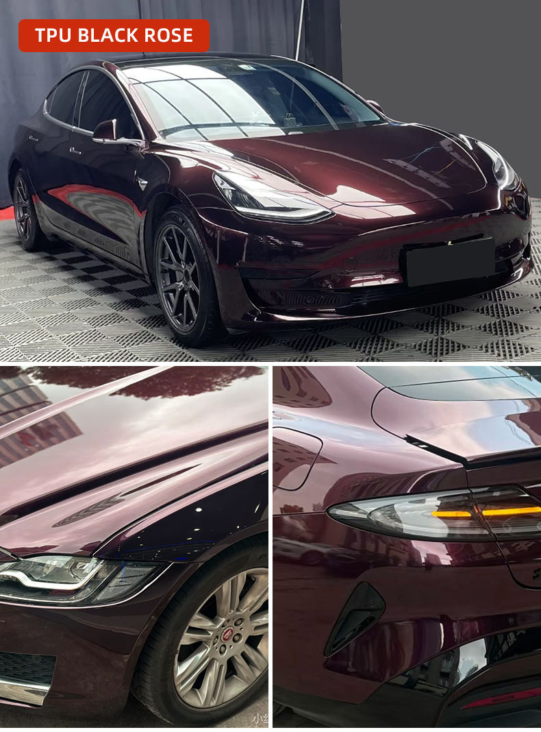 High-Quality Colored Ppf Black Rose Color-Changing Film, Scratch-Resistant Self-Healing Roll, Car Body Wrap Film, Tpu Paint Protection Film