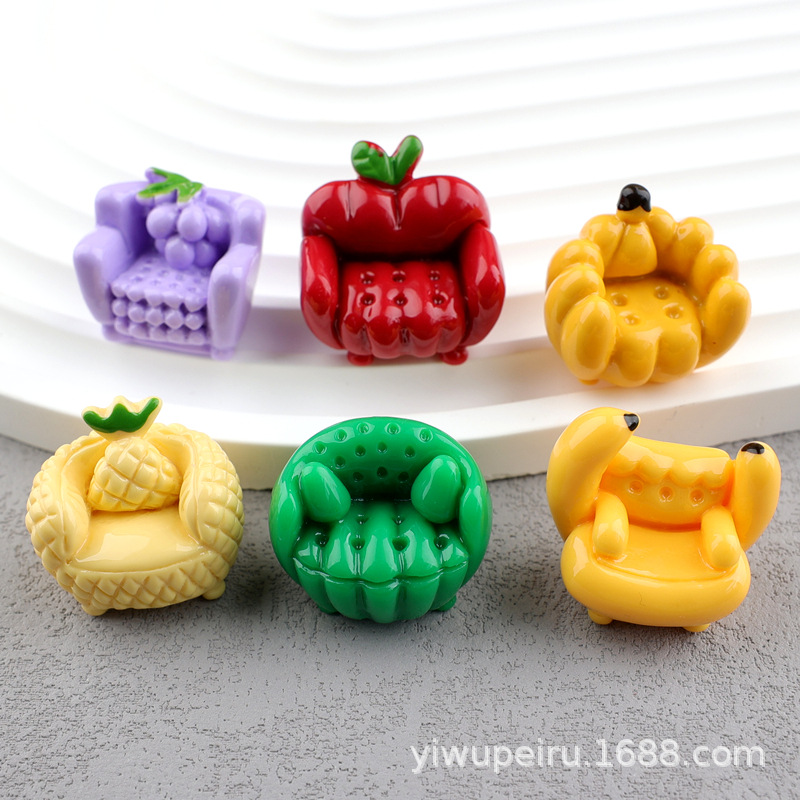 仿真立体水果沙发新款树脂配件娃娃屋微缩摆件钥匙扣挂件DIY材料