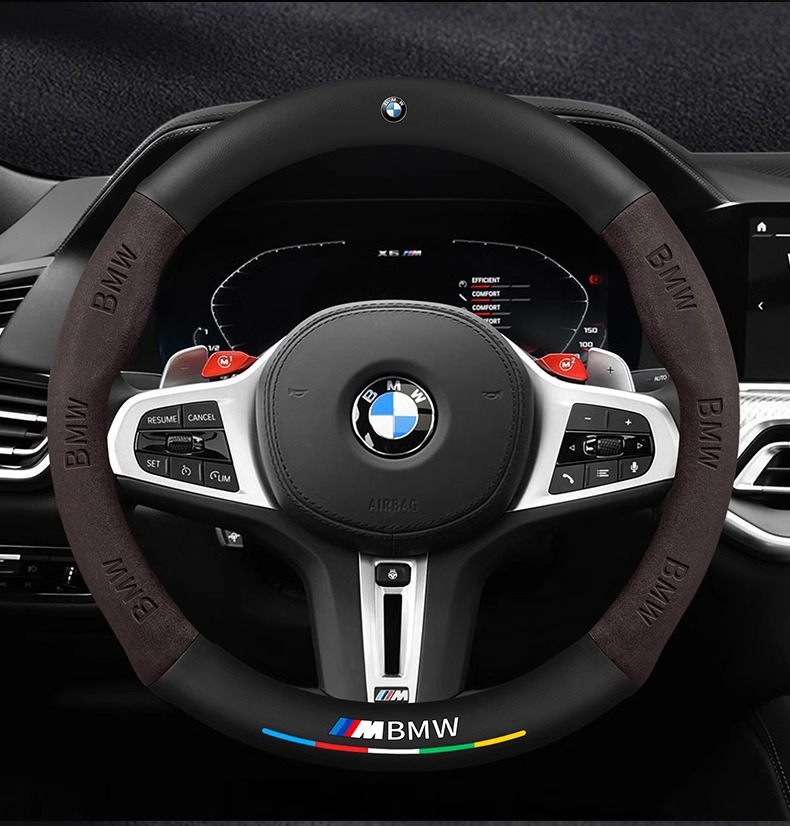 Applicable to BMW steering wheel cover one series x1i/x3 three series five series suede steering wheel cover car handle cover cross border