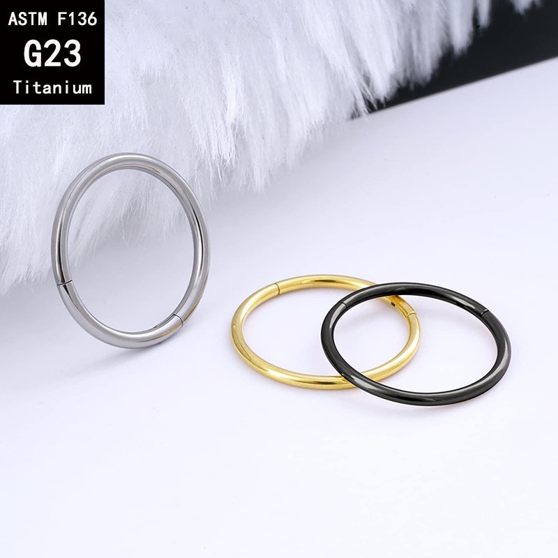 G23 Titanium Seamless Closed Ring Nose Hoop - 16G 1.6mm Black Cartilage Earring Body Piercing Jewelry detail image 11