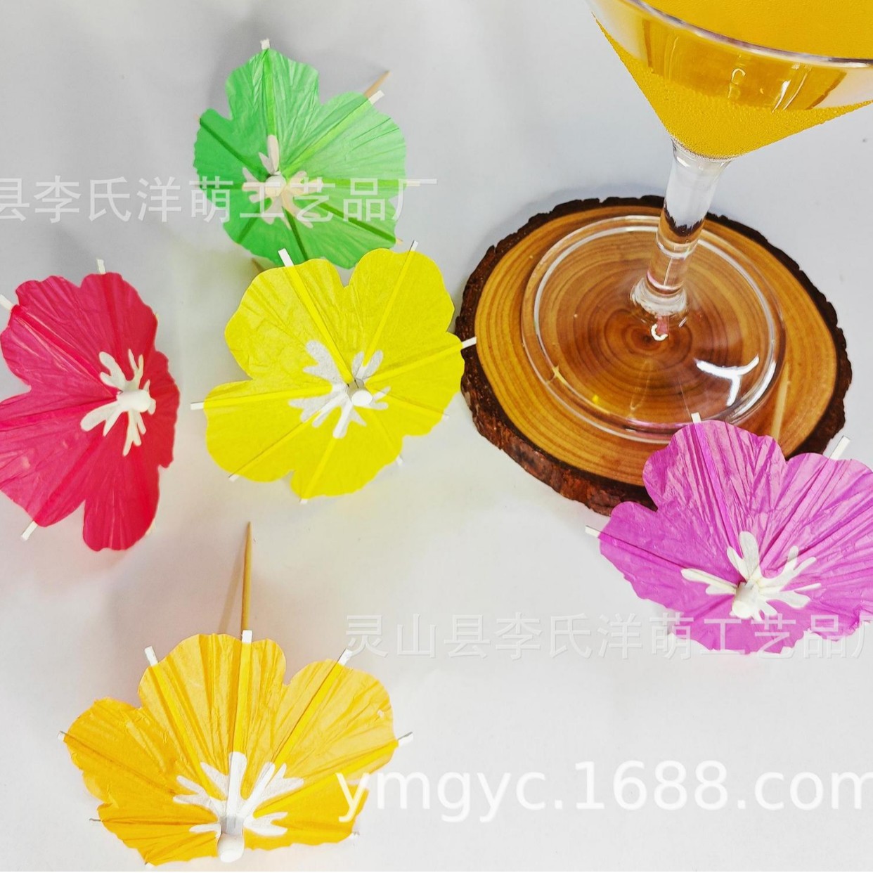 【厂家直销】白芯花瓣伞签 一次性鸡尾酒装饰品 小伞签 派对用品