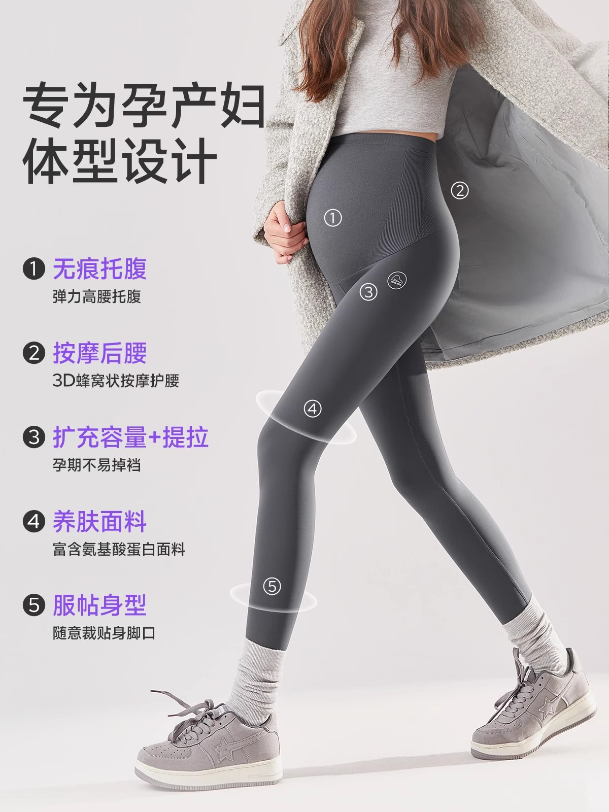 Maternity Leggings for Autumn and Winter Outer Wear 2025 New Warm Cotton Pants Fleece-Lined Yoga Shark Pants Maternity Wear