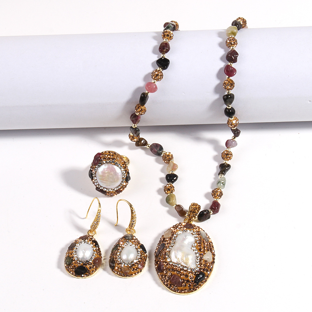 80g Weight Rhinestones Inlay Material Jewelry Set Classification Jewelry Set Quantity Holiday Occasion natural stone Material Geometric Pattern Women's Gender Inlay Design Vintage Style Style Vintage Style Geometric Natural Stone Rhinestones Jewelry Set In Bulk 11