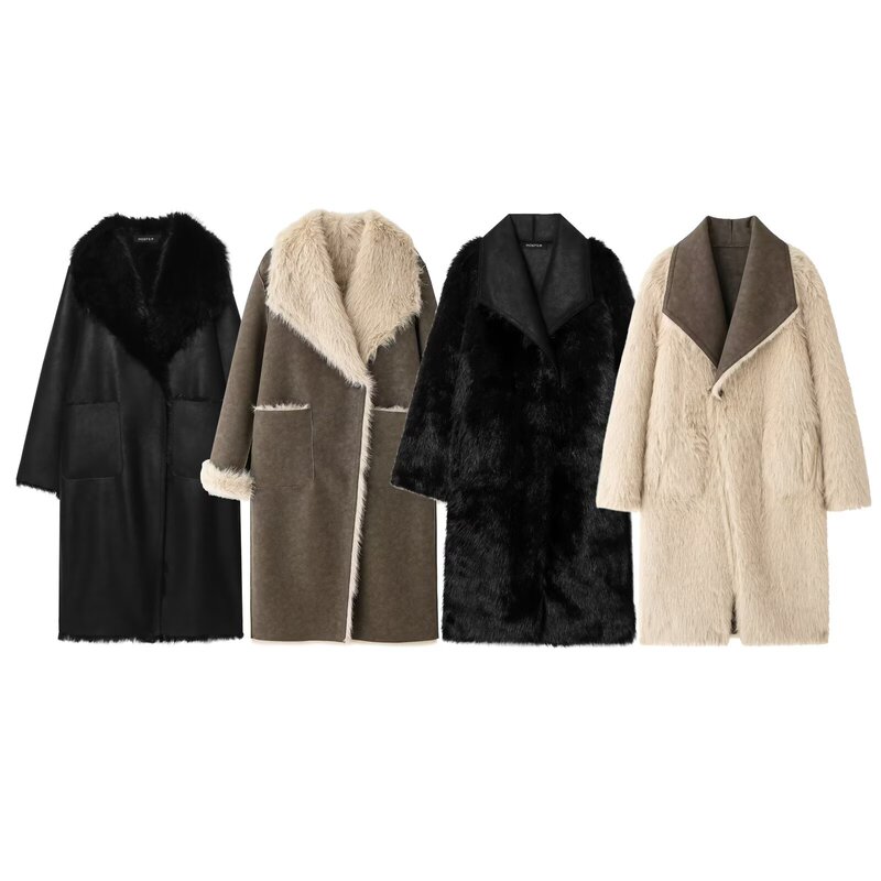 Z Cross-Border Women's Clothing Wholesale European and American Elegant Versatile Long Reversible Fur All-In-One Outwear Jacket 6318262