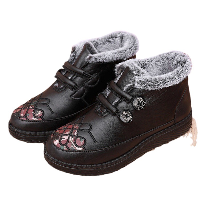 Viejo Beijing zapatos de algodón de invierno zapatos de leche Comercio exterior suave inferior engrosada madre zapatos calientes ancianos botas de nieve al por mayor