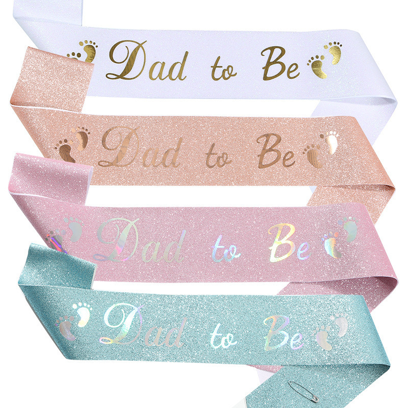 Glitter Cloth Dad to Be Expectant Mother Dad Shoulder Strap Etiquette Belt Party Ribbon Belt Baby Shower