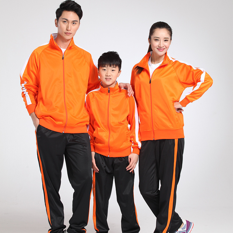 Spring and Autumn Couple Sports suit Men's Youth Collar Sportswear Women's Running Leisure Group Clothing Factory Outlet