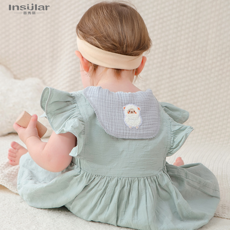 Yin Xiuli 100% cotton double-layer gauze kindergarten children sweat towel baby sweat towel infant and child sweat barrier towel 