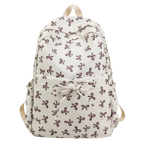 Fashionable versatile school style bow backpack for primary and high school students, college students, high-quality school bag, personalized simple double shoulder bag