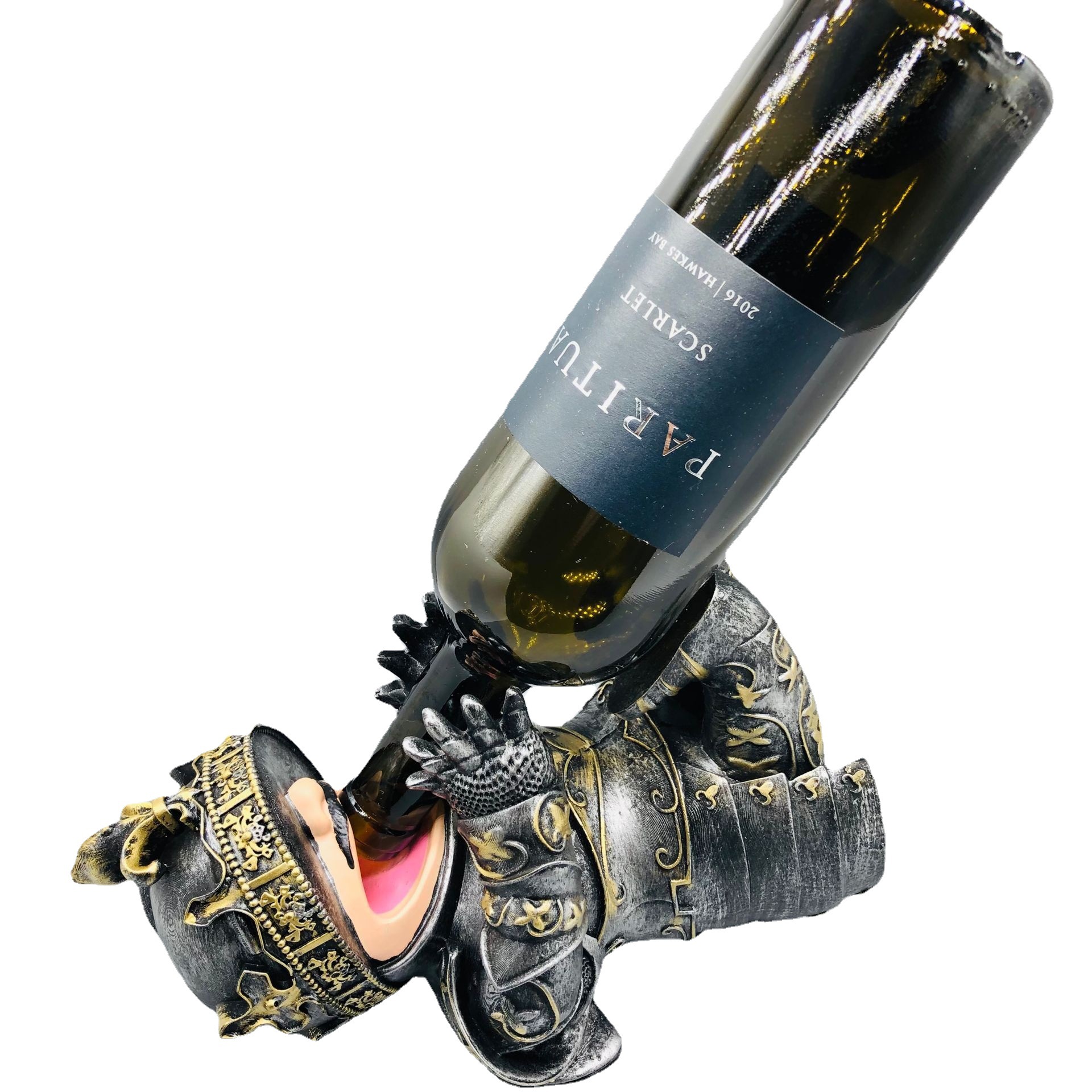 Nuevo Caballero Rey ejecutivo soporte de vino tinto caballero medieval bandeja de vino estante de vino tinto soporte de vino suministros para el hogar