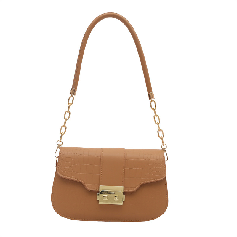 Bolso de axila retro con textura occidental 2024 nuevo bolso de hombro de nicho de moda popular de este año bolso cuadrado pequeño con patrón de cocodrilo