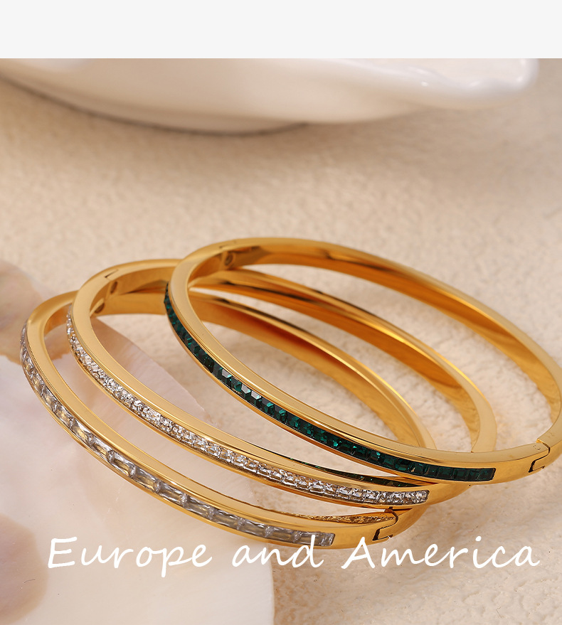 304 Stainless Steel Material PVD Coated Real Gold Plated Solid Color Titanium Steel Casual Elegant Lady Waterproof Non Tarnish Titanium Steel Bangle