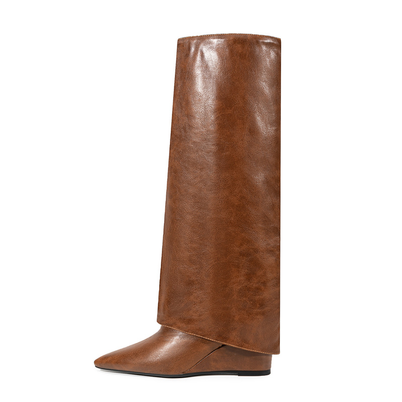 European and American Foreign Trade Pointed Wedge Skirt Trouser Boots High Heel Invisible Heel Fashion Sleeve Knee-high Boots European and American Foreign Trade Pointed Wedge Skirt Trouser Boots High Heel Invisible Heel Fashion Sleeve Knee-high Boots
