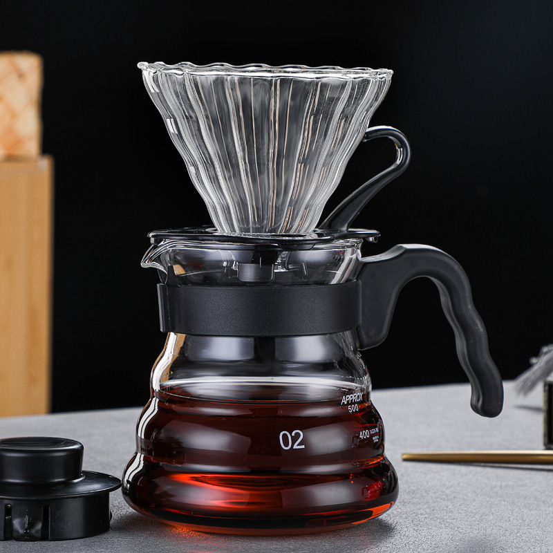 Special Glass Coffee Pot Set V60 Filter Cup Coffee Funnel Hand Brewing Pot Set With
