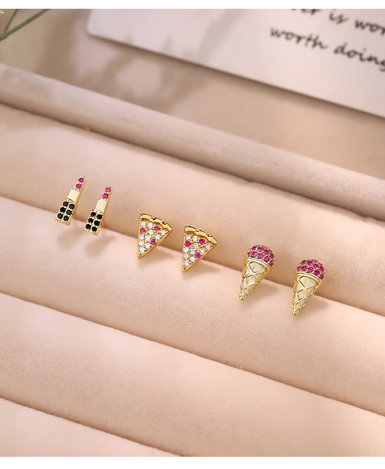 Coconut Tree, Wine Glass Pattern 1 Pair 925 Sterling Silver Zircon Coconut Tree Wine Glass High Heel Ear Studs