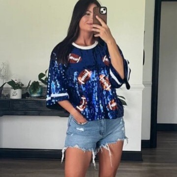 In-Stock Nfl Club Short T-Shirt Sequin Top Cross-Border Women's Football Sequin Jersey Cheerleader Uniform Sequin Top In-Stock Nfl Club Short T-Shirt Sequin Top Cross-Border Women's Football Sequin Jersey Cheerleader Uniform Sequin Top