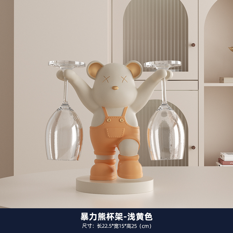 暖かい家の暴力的なクマのワインラック装飾品クリームスタイルのリビングルームのワインキャビネットホームディスプレイガラスキャビネットの装飾|undefined