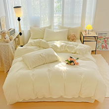 严选a类纯色四件套磨毛被套简约被罩ins风学生宿舍床上用品批发