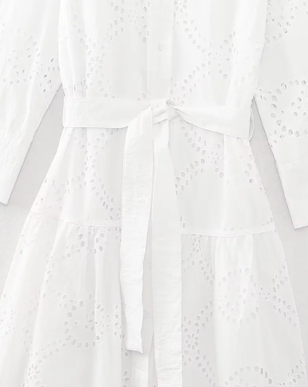 White Dress Dresses Type Wholesale Women's Elegant Flower Holiday Daily Turndown Nine Points Sleeve White Dress