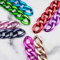 ABS亞克力塑料UV電鍍diy彩色鏈條插扣開口圈鏈子飾品項鍊配件批發
