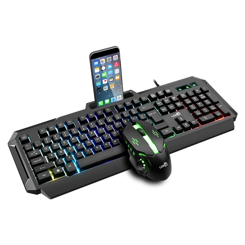 Набор проводной игровой клавиатуры и мыши с подсветкой, RGB, одиночная клавиатура (с подсветкой)