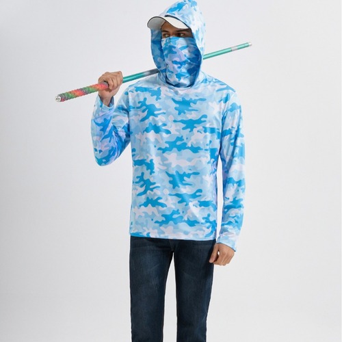 Fishing jacket, fishing shirt, long sleeve, UV protection face mask, hooded fishing jacket, UPF 50+, cross-border sun protection fishing jacket