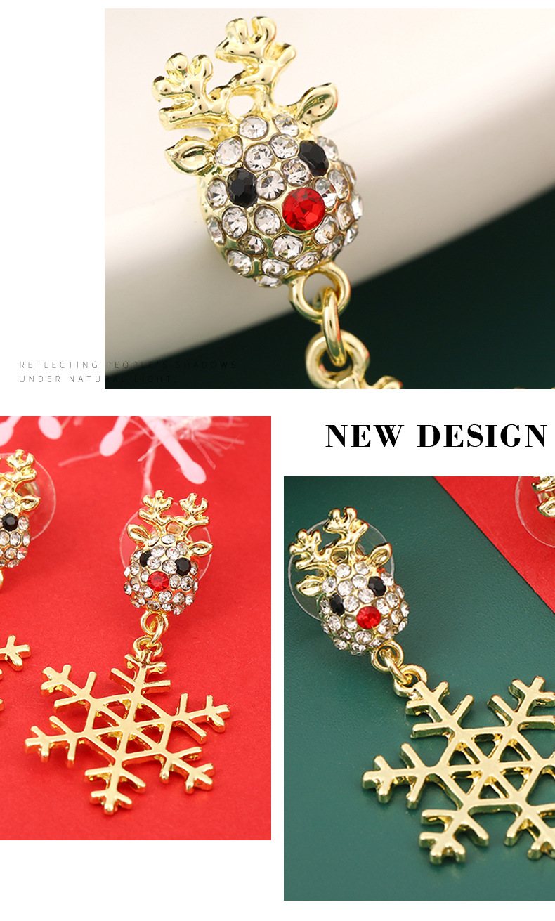 1 Pair Quantity Daily, Party Occasion Alloy Material Christmas Festival 1 Pair Christmas Classic Style Snowflake Alloy Drop Earrings