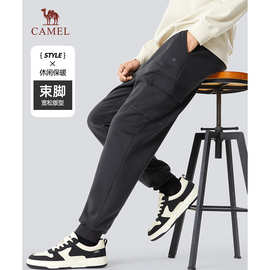 骆驼CAMEL加绒工装卫裤男秋冬新款束脚宽松加厚保暖运动休闲裤子