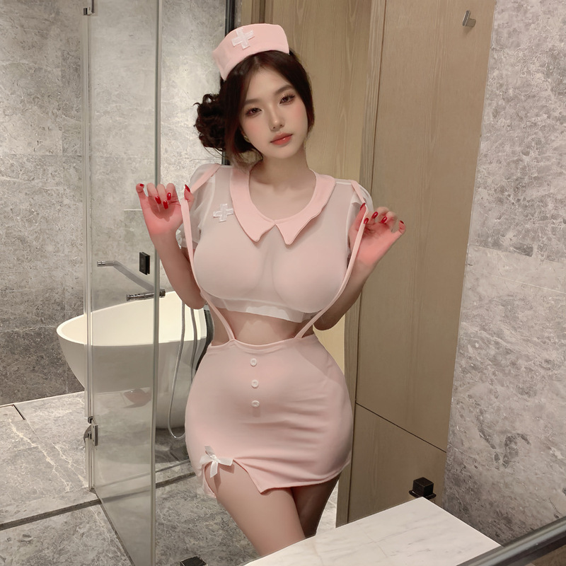 Orange Fire Halloween Cosplay Dress up Cute Nurse Uniform Sexy Hip Skirt Small Breast Suit Pajamas