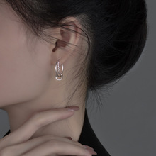 圆圈流苏耳环女几何C形小众设计感925纯银高级感个性气质耳钉饰品