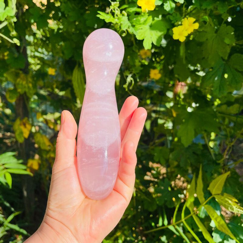 天然粉晶雕刻打磨原石 水晶按摩棒 图 4
