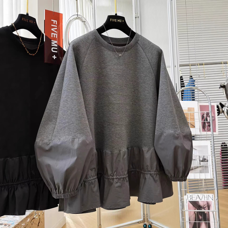 Cross-Border Hot-Selling Plus-Size 120kg Solid Color 2026 Spring New Korean Style Loose Lazy Style Round Neck Long-Sleeve T-Shirt Ins Cross-Border Hot-Selling Plus-Size 120kg Solid Color 2026 Spring New Korean Style Loose Lazy Style Round Neck Long-Sleeve T-Shirt Ins
