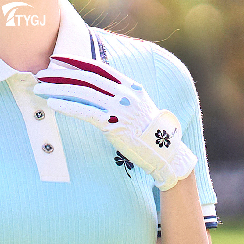 高尔夫球手套女士韩版防滑型透气手套GOLF超纤布耐磨手套1双装
