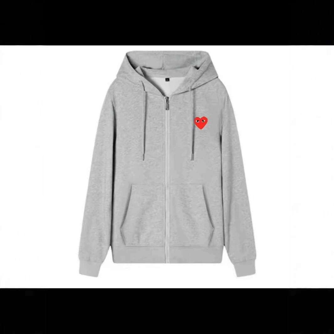 Толстовка с капюшоном Oversize на молнии, нашивка сердце/лицо, демисезонный унисекс (S–XXXL)